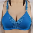 thumbnail image 1 of QLEICOM Everyday Bras for Women, Women's Comfort Lift Wirefree Bra Solid Color Comfortable Hollow Out Perspective Bra Underwear No Rims Bras No Underwire Blue Cup 42/95BC, 1 of 3