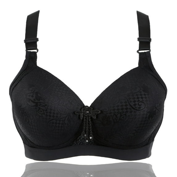 QLEICOM Everyday Bras for Women, Women's Comfort Lift Wirefree Bra Solid Lace Lingerie Bras Plus Size Bras Underwear Bralette Bras Comfortable Brass No Underwire Black Cup 42/95BCD