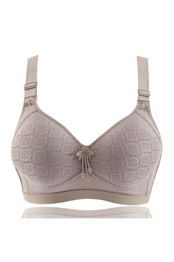 Everyday Bras for Women, Women's Comfort Lift Wirefree Bra Solid Lace Lingerie Bras Plus Size Bras Underwear Bralette Bras Comfortable Brass No Underwire Gray Cup 38/85BCD