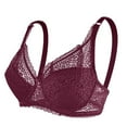 thumbnail image 1 of QLEICOM Everyday Bras for Women, Women's Comfort Lift Wirefree Bra Solid Lace Lingerie Bras Plus Size Bras Underwear Bralette Bras Comfortable Brass No Underwire Wine Cup 80CD, 1 of 5