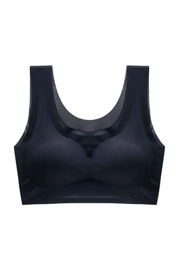 Everyday Bras for Women, Women's Comfort Lift Wirefree Bra No Steel Ring Lactation Vest Bra Back Adjustment Yoga Running Brass No Underwire Black Cup 44/100BC