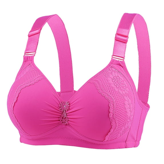 QLEICOM Everyday Bras for Women, Women's Comfort Lift Wirefree Bra Traceless Comfortable No Steel Ring Vest Breathable Gathering Bra Underwear Bras No Underwire Hot Pink Cup 46/105C