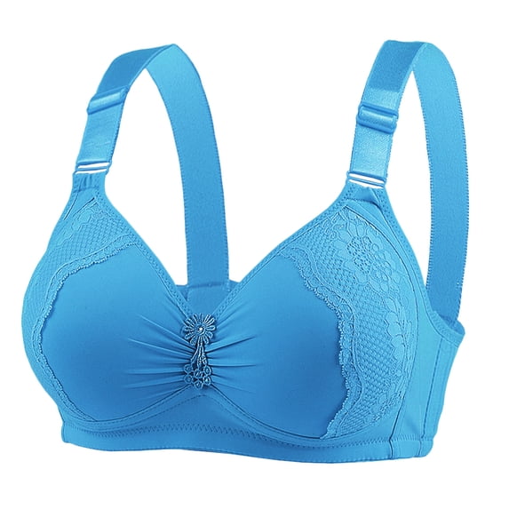 QLEICOM Everyday Bras for Women, Women's Comfort Lift Wirefree Bra Traceless Comfortable No Steel Ring Vest Breathable Gathering Bra Underwear Bras No Underwire Blue Cup 46/105C