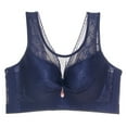 thumbnail image 1 of QLEICOM Everyday Bras for Women, Women's Comfort Lift Wirefree Bra Yoga Sports Front Closure Extra-Elastic Breathable Lace Trim Bra Underwear Bras No Underwire Blue Cup 44/100BC, 1 of 5