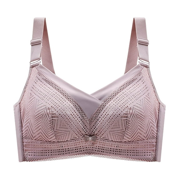 QLEICOM Everyday Bras for Women, Women's Comfort Lift Wirefree Bras Underwear Removable Shoulder Strap Daily Comfort Bra Underwear Bras No Underwire Pink Cup 46/105BCD