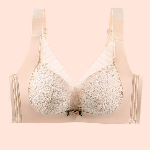 QLEICOM Everyday Bras for Women, Women's Comfort Lift Wirefree Bras Soild Wire Free Underwear One-Piece Bra Everyday Underwear Bras No Underwire Beige Cup 36/80AB