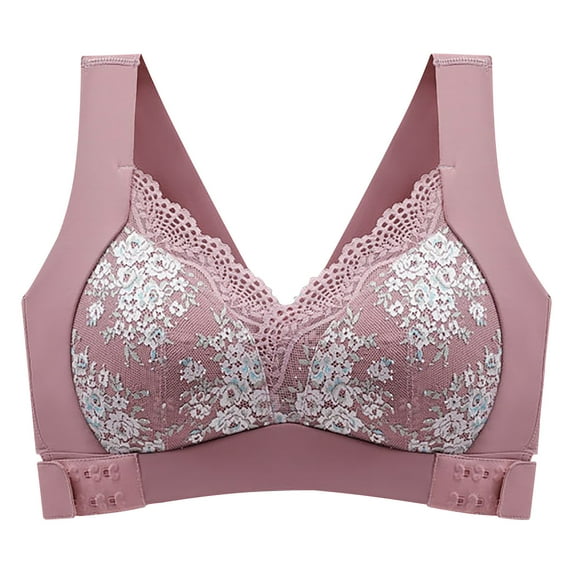 QLEICOM Everyday Bras for Women, Women's Comfort Lift Wirefree Bras Underwear Removable Shoulder Strap Daily Comfort Bra Underwear Bras No Underwire Pink Cup 46/105BCD
