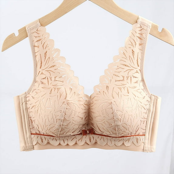 QLEICOM Everyday Bras for Women, Women's Comfort Lift Wirefree Bras Wire Free Underwear OnePiece Bra Everyday Underwear Bras No Underwire Khaki Cup 36/80BC