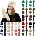 thumbnail image 1 of QLEICOM Hat Scarf Glove Set for Women,Women's 3-Piece Winter Accessory Set with Hat Gloves and Scarf Knit Beanie with Ear Protection for Outdoor Activities Khaki, 1 of 2