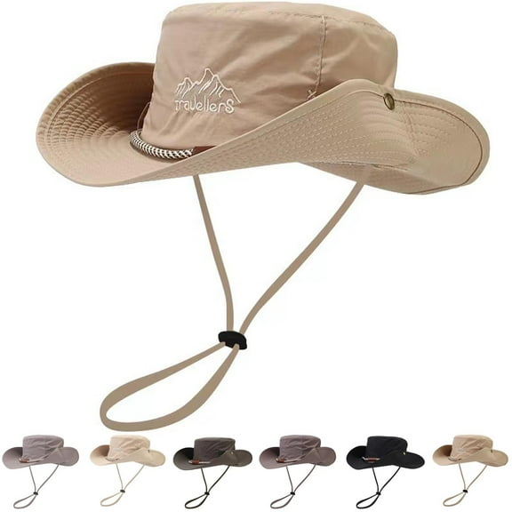 QLEICOM Hats for Men,Mens Hat,Unisex Full Face Sun Protection Hat with Wide Brim and Waterproof Fast Dry Fabric for Ultimate Outdoor Coverage Foldable Bucket Hat Travel Friendly Khaki