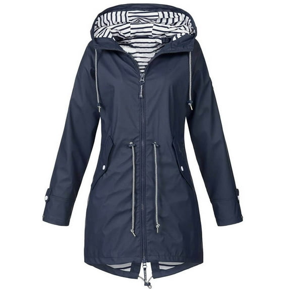 QLEICOM Jackets for Women, Women's Waterproof Lightweight Mountain Rain Ski Jacket, Pure Color Windproof Rainproof Hoodied Jackets Raincoat, for Winter Outdoor Hiking Skiing