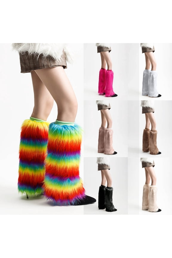 Leg Warmers,Socks for Women,Women Assorted Color Boot Socks with Faux Fur Cuff and Slouchy Mid-Calf Knit Patterned Leg Warmers Add Fashion Warmth To Your Winter Boots Multicolor