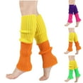 thumbnail image 1 of QLEICOM Leg Warmers,Socks for Women,Women's Ribbed Knee High Socks for Adults and Teen Fashion Enthusiasts Oldschool Crew Socks Deliver Both Warmth and Vintage Style Statement Yellow, 1 of 4