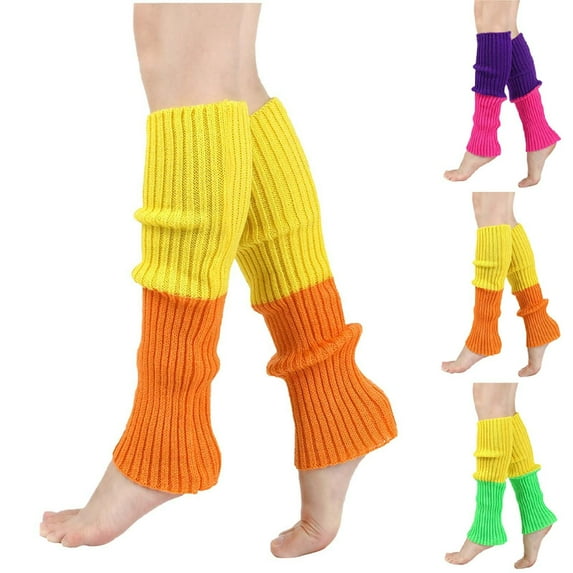 QLEICOM Leg Warmers,Socks for Women,Women's Ribbed Knee High Socks for Adults and Teen Fashion Enthusiasts Oldschool Crew Socks Deliver Both Warmth and Vintage Style Statement Yellow