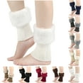 thumbnail image 1 of QLEICOM Leg Warmers,Socks for Women,Women's Short Boot Cuffs with Faux Fur Trim and Fold Over Collar for Style Knit Leg Warmers Add Fashion Warmth To Any Boots and Shoes White, 1 of 4