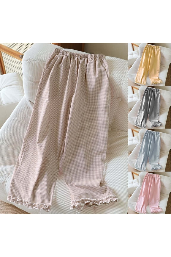 Lounge Pants Women,Pants for Women,Women's Striped Gingham Pants Fall Pajama Lounge Boxer Pants Casual Wide Leg Drawstring PJs Bottoms Trousers