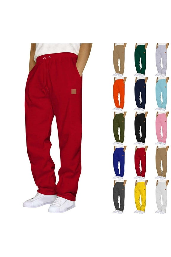 Men's Pants,Cargo Pants for Men,Men Casual Pants with Leather Patch Functional Drawstring and Practical Back Pocket Straight Leg Sport Pants of Style and Convenience