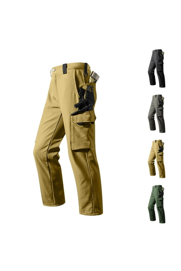 Men's Pants,Cargo Pants for Men,Men Solid Color Fleece Lined Pants ed for Outdoor Training and Heavy Duty Work Cargo Pants for Men Feature Multiple Pockets and Durable Buil
