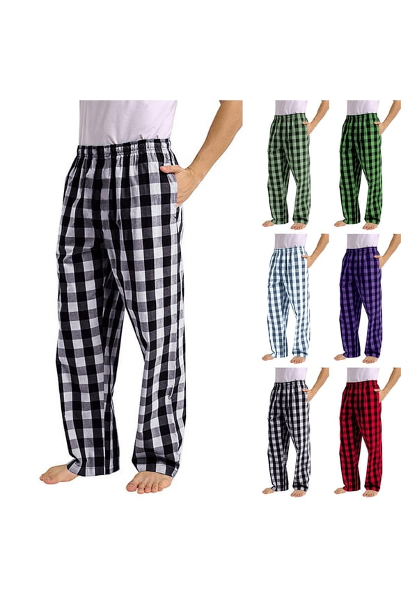Men's Pants,Pants for Men,Checkered Print Mens Casual Pants with Smart Drawstring Waist for Relaxed Yet Polished Look