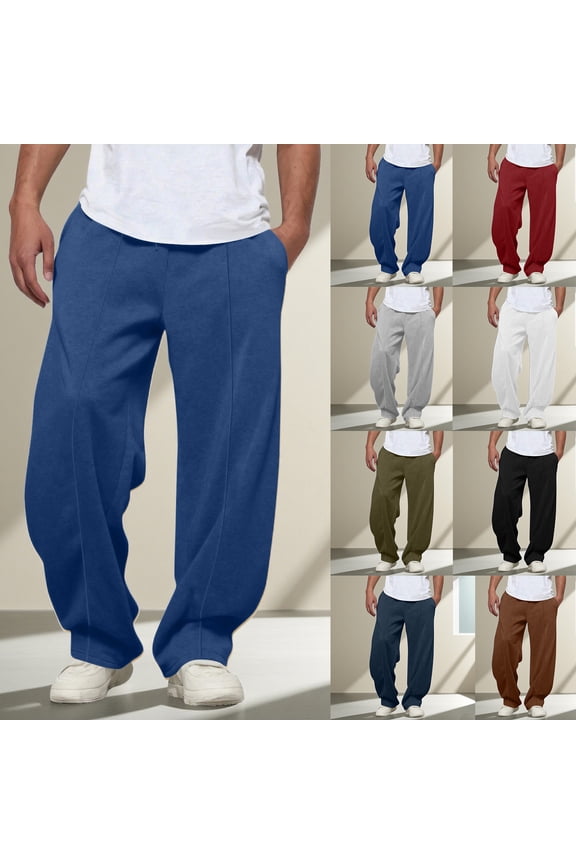 Men's Pants,Pants for Men,Classic Solid Color Pants for Men with Elastic Waist and Drawstring ed for Comfortable as Relaxed Fits Trousers