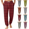 thumbnail image 1 of QLEICOM Mens Pajama Pants,Mens Lounge Pants,Men's Plaid Lounge Pants with Elastic Drawstring Waist and Convenient Side Pockets Cuffed Ankle Sleep Pants Comfortable Fits for Home Wear, 1 of 6