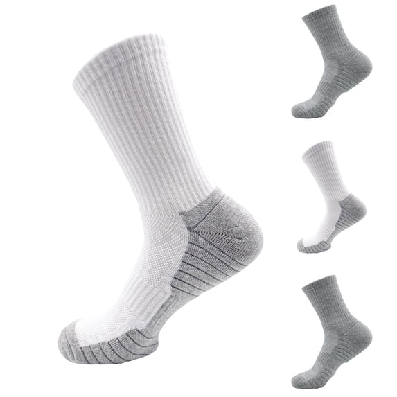 QLEICOM Mens Socks,Socks for Men,Men's Solid Color Athletic Socks with Thick Cushioned Sole and Breathable Construction Ideal for Gym Sessions and Comfortable During Physical Activities Gray