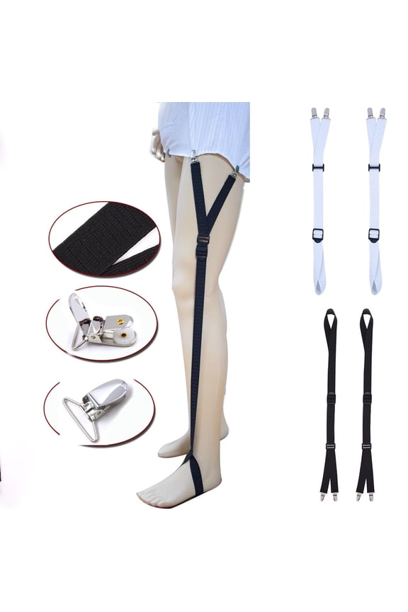 Mens Socks,Socks for Men,Men's Solid Color Garter with Adjustable Straps and Pattern Elastic Sock Features Three Grip Clasps for Secure Fits White