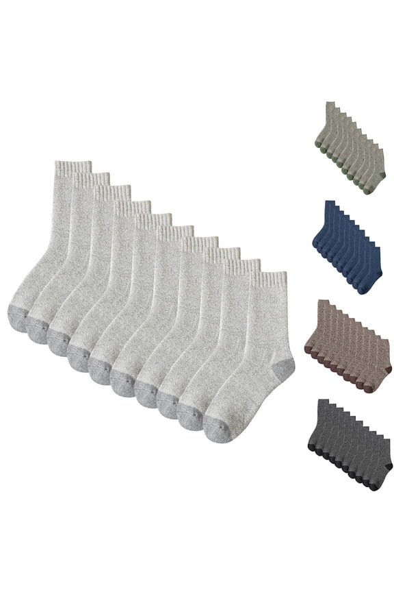 Mens Socks,Socks for Men,Multipack Men Solid Color Crew Socks with Thick Lining for Winter Warmth and Comfortable Water Wicking Socks Offer Odor Resistance Cold Conditions Army Green