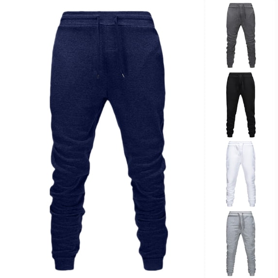 QLEICOM Mens Sweatpants,Pants for Men,Men Solid Color Joggers with Soft Brushed Fleece Interior and Elastic Cuffed Hem for Maximum Warmth and Comfortable Gym Pants Include Drawstring Waist