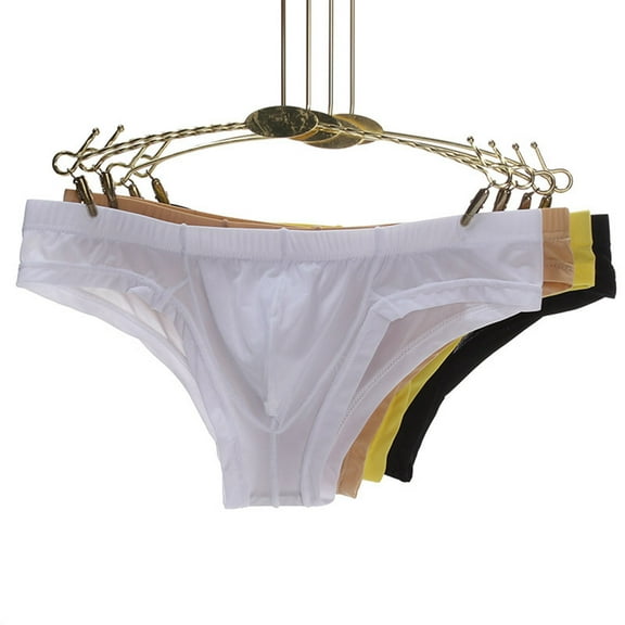 QLEICOM Mens Underwear,Briefs for Men,Mens Low Rise Briefs Cool Silky Sheer Fabric with Pouch Support Individually Wrapped for Hygiene Breathable Trendy Underwear for Young Men Pink