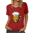 thumbnail image 1 of QLEICOM Oktoberfest T-Shirts, Summer Tops for Women Crewneck Casual Loose Blouses, Beer Mug Printed Graphic Tees Basic Blouses, Women Vintage Funny Pattern Drop Sleeves Tops Red D XL, 1 of 4