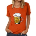 thumbnail image 1 of QLEICOM Oktoberfest T-Shirts, Summer Tops for Women Crewneck Casual Loose Blouses, Beer Mug Printed Graphic Tees Basic Blouses, Women Vintage Funny Pattern Drop Sleeves Tops Orange D L, 1 of 4