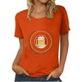 thumbnail image 1 of QLEICOM Oktoberfest T-Shirts, Summer Tops for Women Crewneck Casual Loose Blouses, Beer Mug Printed Graphic Tees Basic Blouses, Women Vintage Funny Pattern Drop Sleeves Tops Orange B S, 1 of 4