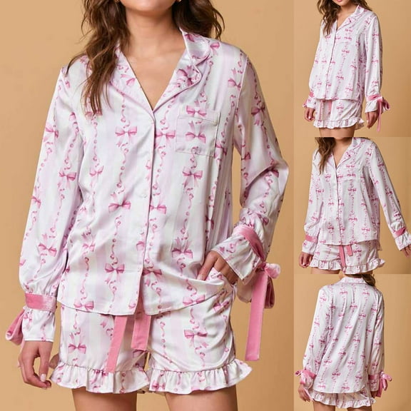 QLEICOM Pajamas for Women Set,Womens Lounge Set,Womens Pajamas Set 2 Piece Ruffle PJs Soft Tank Top and Shorts Sleepwear Set Bridal Pajama for Women Set