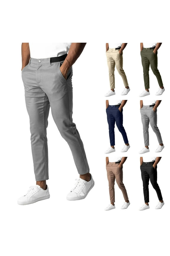 Pants for Men,Mens Casual Pants,Men Solid Color Stretch Skinny Pants with Tapered Leg Opening and Comfortable Slim Fits Breathable Mens Pants Great Flexibility for Daily Activities