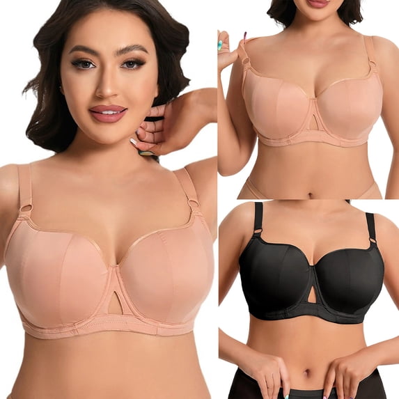 QLEICOM Plus Size Bra,Bras for Women,Plus Size Cup Minimizer Bra with Sheer Mesh and Full Coverage Anti-Sagging Style Breathable Support for Plus Figures