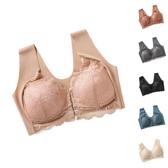 QLEICOM Plus Size Bra,Bras for Women,Plus Size Front Closure Bralette with Soft Fabric and Push Up Support Cami Style Side Softing for Everyday Comfortable