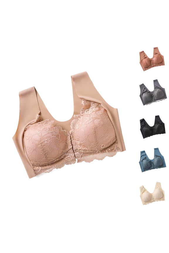 Plus Size Bra,Bras for Women,Plus Size Front Closure Bralette with Soft Fabric and Push Up Support Cami Style Side Softing for Everyday Comfortable