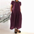 thumbnail image 1 of QLEICOM Plus Size Dress Women Summer Causal Dress Floral Print Cotton Linen T Shirt Dresses Rounk Neck Short Sleeve Mini Sundress Beach Vacation Dress Light blue L, 1 of 7