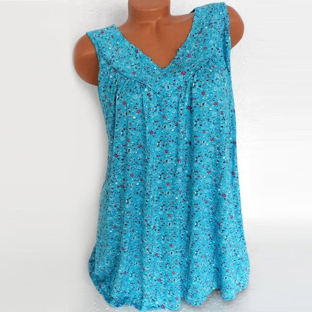 POLERO Women's Music Note Tank Top - Plus Size Sleeveless Pleated Blouse For Summer (S-4XL)