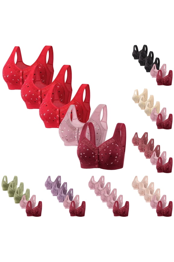 Push Up Bra,Bras for Women No Underwire,5 Pack Plus Size Wireless Bra with Push Up and Breathable Fabric Comfortable Set Provides All Day Support for Full Figures