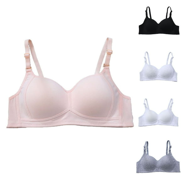 QLEICOM Push Up Bra,Bras for Women No Underwire,First Bras for Teens Wireless Lightly Lined Demi Cup Gentle Lift and Support Soft Breathable Comfortable Fits for School and Everyday Wear Pink