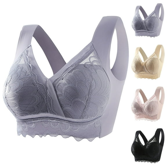 QLEICOM Push Up Bra,Bras for Women No Underwire,Plus Size Lace Bralette for Women Wirefree Racerback Cami Style Delicate Straps Full Coverage Soft Support for Smooth Comfortable Silhouette Black