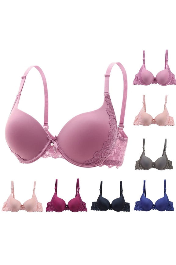 Push Up Bra,Bras for Women,Women's Underwire Push Up Bra with Lace Detail and Beautiful Back Style Enhances Smaller Bust with Full Coverage Support