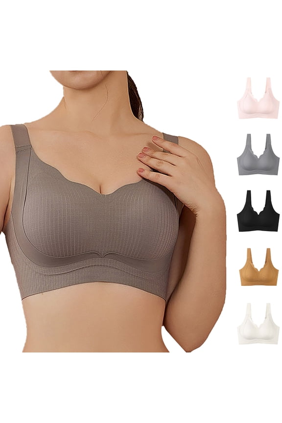 Seamless Bras for Women,Push Up Bra,Plus Size Seamless T Shirt Bra with Soft Flexible Support Full Coverage Lightly Lined for Minimizing Bounce and Smoothing Shaping Effect Coffee