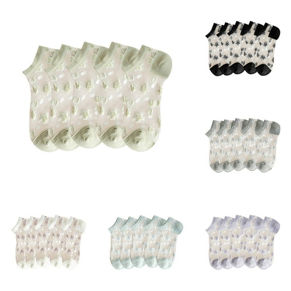 QLEICOM No Show Socks Womens,Socks for Women,5 Pairs Women's No Show Socks with Embroidered and Breathable Footbed Sheer Liner Socks Feature Transparent Toe for Invisible Wear with Shoes Purple