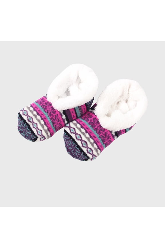 No Show Socks Womens,Socks for Women,Women's Print Slipper Socks with Faux Shearling Lining and Non-Slip Grip Bottoms Socks Fashion for Indoor Wear On Hardwood Floors Purple