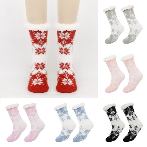 QLEICOM Socks for Men,Womens Socks,Unisex Mid-Crew Slipper Socks with Wool and Antiskid Grip for Hard Floor Safety Thermal Knit Socks Provide Warmth and Breathability for Indoor Wear Purple