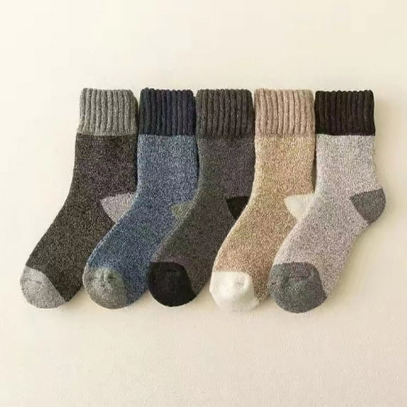 QLEICOM Socks for Men,Womens Socks,Unisex Mid-Crew Socks Color Block with Soft Wool and Ribbed Knit Thermal Socks Provide Breathable Warmth for All-Day Indoor and Casual Wear Gray