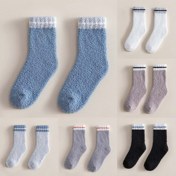QLEICOM Socks for Men,Womens Socks,Unisex Thermal Socks Soft Fleece with Extra Thick Padding for Home Wear Mid-Crew Socks Keep Feet Warm for Both Men and Women During Sleep White